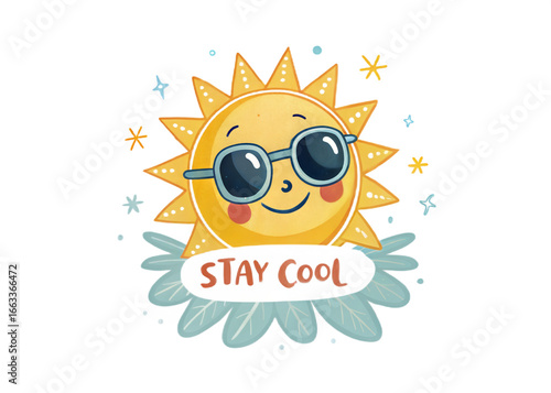 Stay Cool Sun Sunglasses Summer Vibes and Cheerful Illustration
