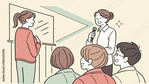 Presentation in a Classroom Setting with Speaker and Attendees.