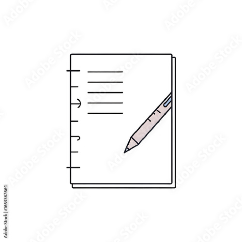 Simple Pen and Paper Icon: Note Taking, Writing, and Document Creation