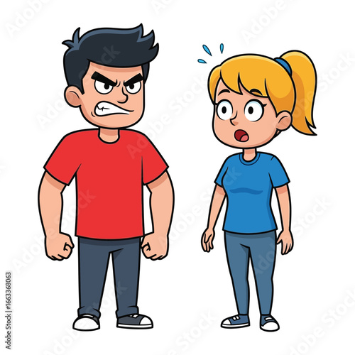 Discord in Dialogue: A digitally crafted scene portraying a heated exchange between two individuals. The illustration captures the intensity and conflict of a strained conversation.