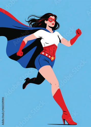 beautiful woman in superhero costume Illustrator Artwork design template poster