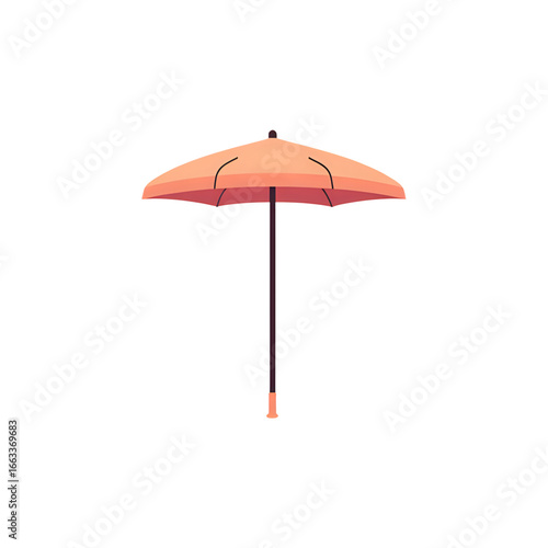 Peach Parasol: Beach Umbrella Illustration, Summer Vacation Graphic, Sunshade Design Element