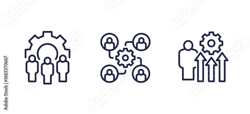 management and HR line icons