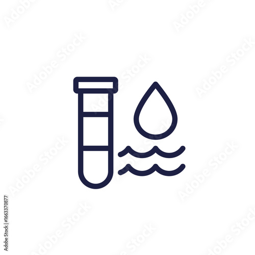water testing icon, line pictogram on white