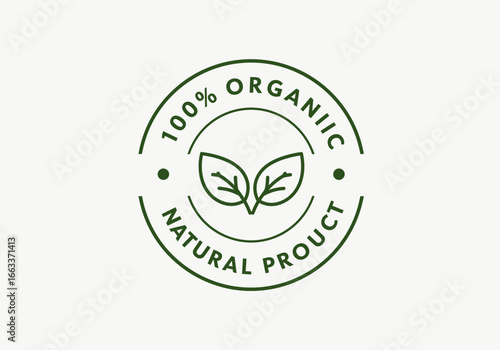 High Quality 100 Percent Organic Natural Product Seal Stamp For Sustainable And Eco Friendly Goods Certification Label