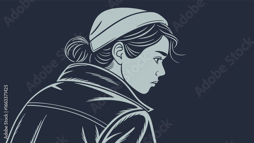 Vector Illustration of a Woman in Profile.