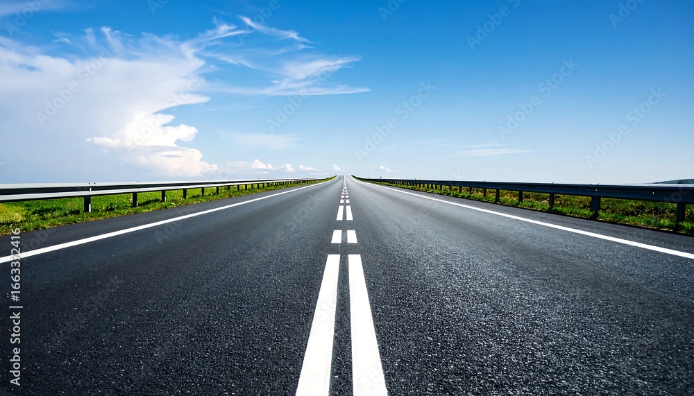 Fototapeta premium Empty highway stretches into a bright blue sky