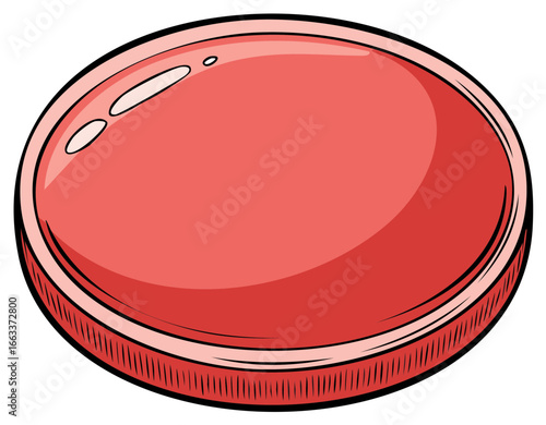 Bright Red Glossy Round Button or Game Chip Vector Illustration