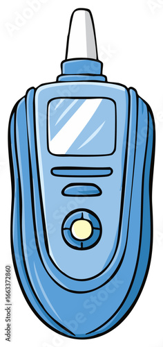 Illustration of medical device, handheld nebulizer, health care equipment.