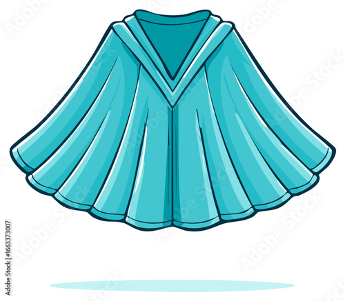 Stylized Teal Cape or Cloak Illustration with Hooded Design