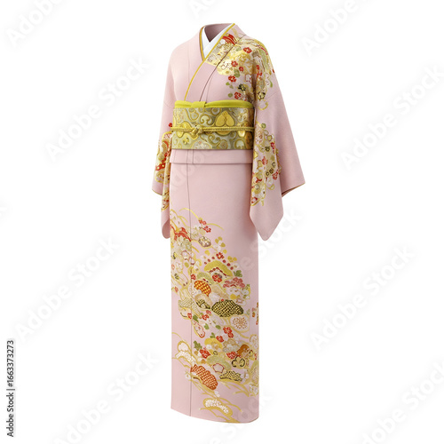 Traditional Japanese Kimono with Floral Motifs