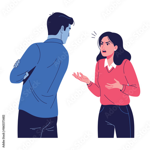 Disagreement: Depicting an intense disagreement between two individuals, capturing the emotional intensity and conflict in this illustration.