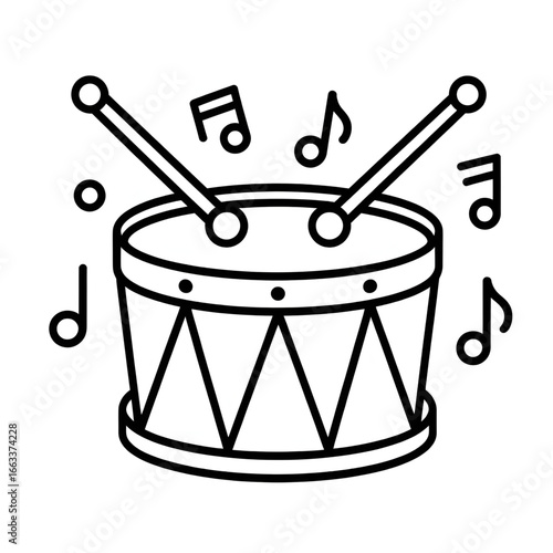 A line drawing of a toy drum coloring page design