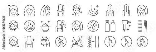 Hair care, spa treatment line icon vector illustration for beauty salon