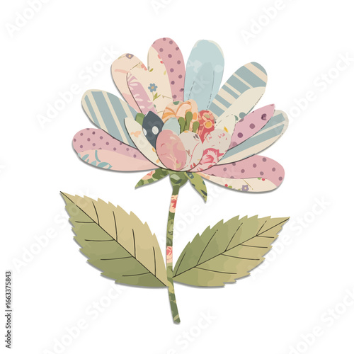 Paper Flower Collage Art Illustration