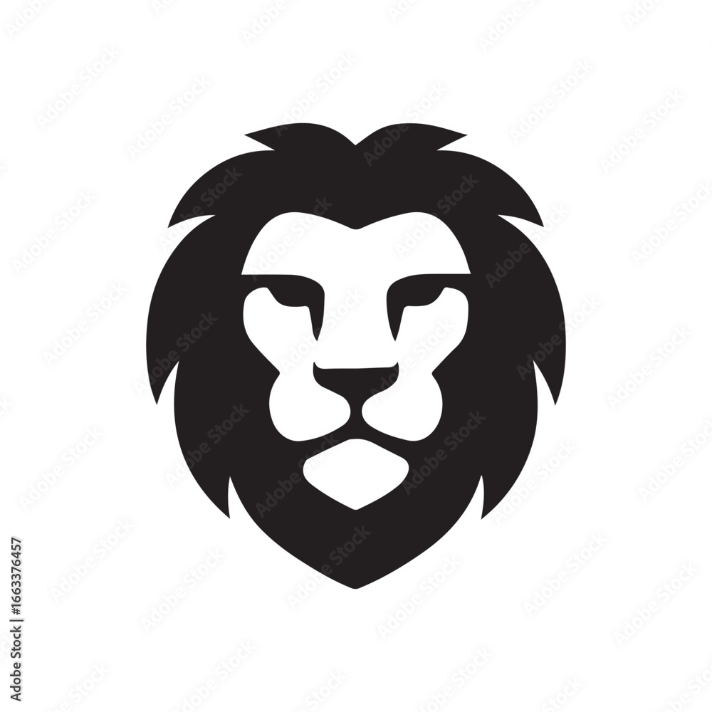 Obraz premium Bold black lion head silhouette emblem for strong branding and identity silhouette