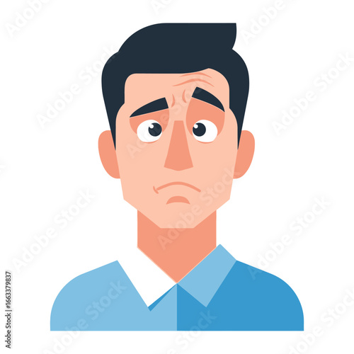 Melancholy Man Portrait: A dejected illustration of a man, conveying a sense of melancholy and sadness.