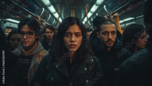 Rush hour at a metro station early in the morning.