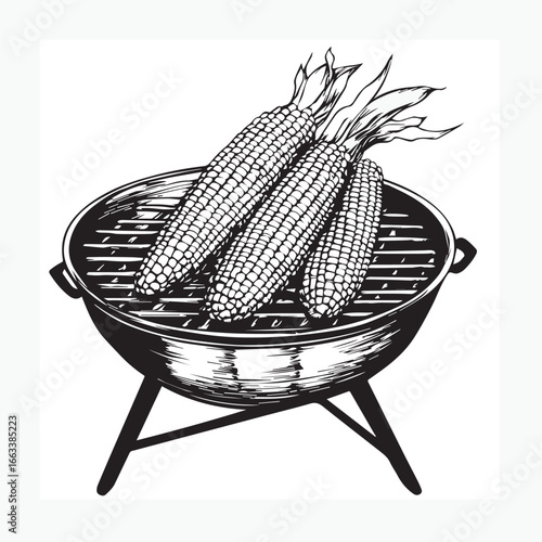 grilled corn vector