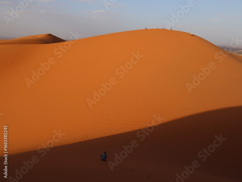 Golden Sand Dunes of the Sahara Desert in Merzouga, Morocco