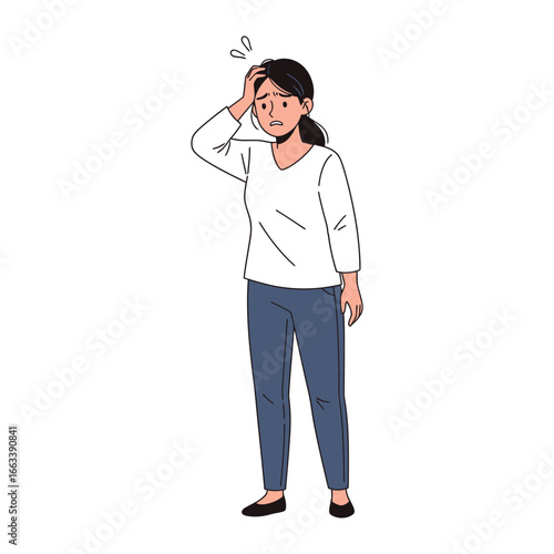 Overwhelmed: A person, depicted in a simple yet expressive illustration, embodies the silent struggle of daily worries, a visual portrayal of mental strain.