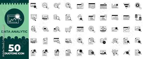Data analytic duotone editable icon set