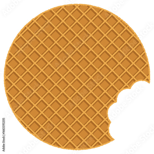 stroopwafel eaten top view vector.