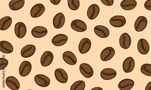 Seamless Coffee Bean Pattern. Coffee Beans Vector Background