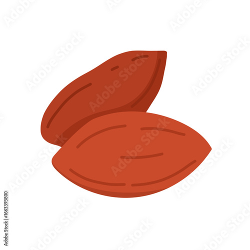 Doodle peanuts isolated on white background. Healthy snack clipart. Doodle peeled and unpeeled chestnut food in cartoon style. Vector illustration