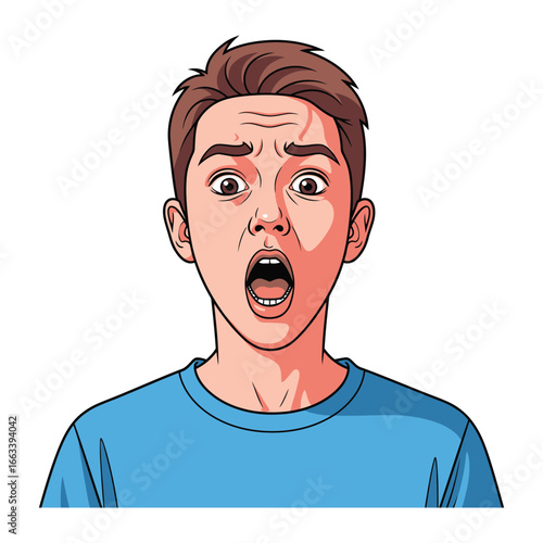 Astonishment in Portrait: A portrait that captures raw emotion, a person with wide eyes, an open mouth, and a look of pure shock. Illustrating the universal experience of being astonished.