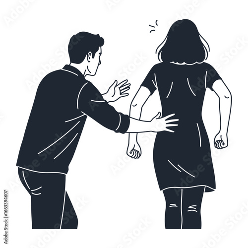 Boundaries and Discord: Illustrative of a heated interaction, a confrontation unfolds as two individuals navigate conflict and tension in a moment of disagreement.