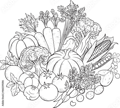 Fresh and vibrant vegetable assortment illustration