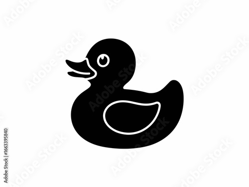 Simple black silhouette of a rubber duck toy isolated on white background silhouette