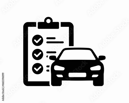 Car inspection checklist and vehicle silhouette isolated on white background