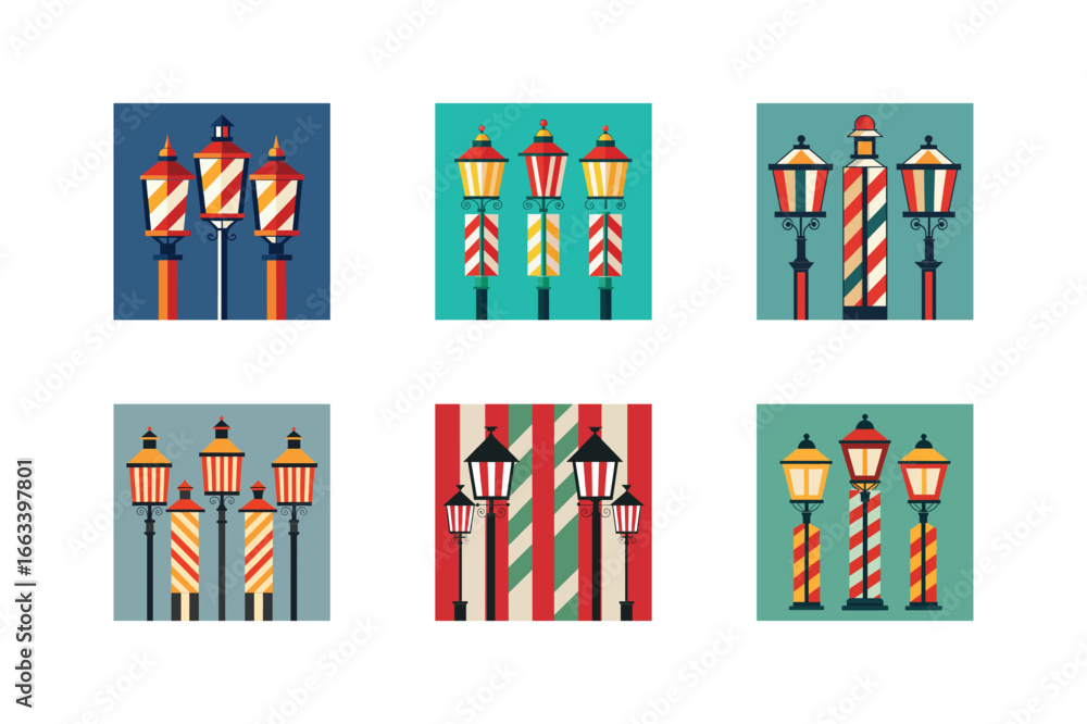Fototapeta premium Vintage Street Lamps Collection lighting retro