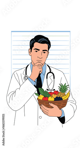 Nutritionist professionally considering healthy food choices for optimal patient well-being