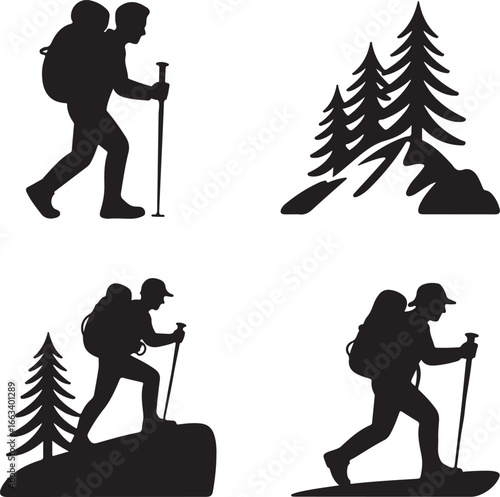 Hiking and Trekking Adventures in Nature Silhouette This