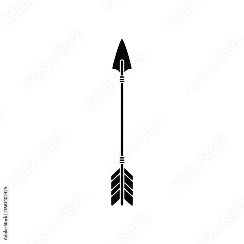 Stylized black arrow with fletching and pointed tip