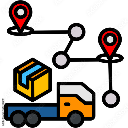 Last Mile Delivery lineal color icon