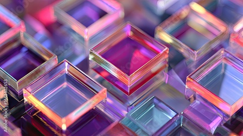 Abstract geometric pattern of iridescent cubes