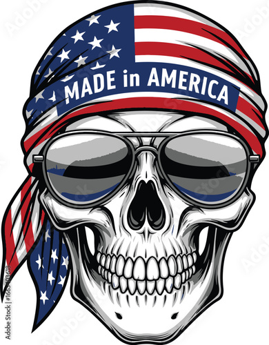 american skull with american flag