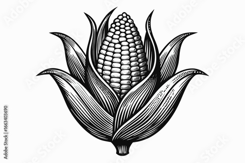 Stunning vintage corn cob illustration evokes harvest bounty and natural abundance