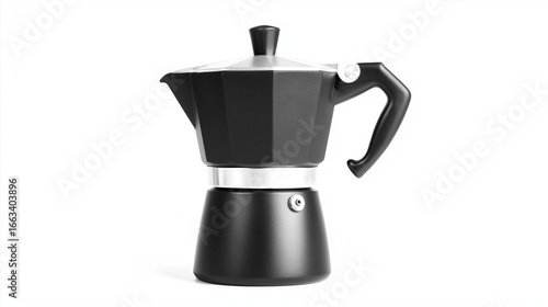 Mocha pot moka express Italian style, (clean modern detail, white isolated background