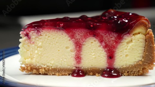 Wallpaper Mural Slice of delicious cheesecake with berry topping on a plate Torontodigital.ca