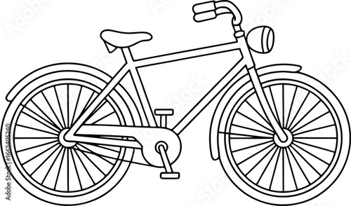 Classic Bicycle Line Art - Simple Black and White Illustration of a Bicycle