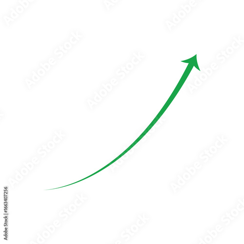 Green arrow showing upward trend and growth