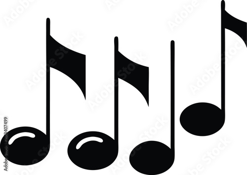 musical chord represented by three distinct notes silhouette vector