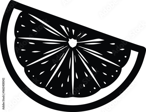 pink tangerine segment silhouette vector illustration