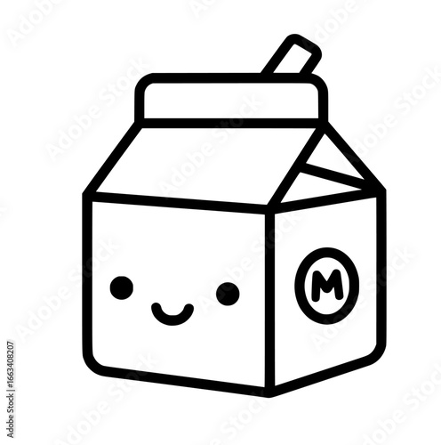 a cartoon milk carton with a smiley face