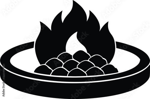  round stone firepit vector icon.